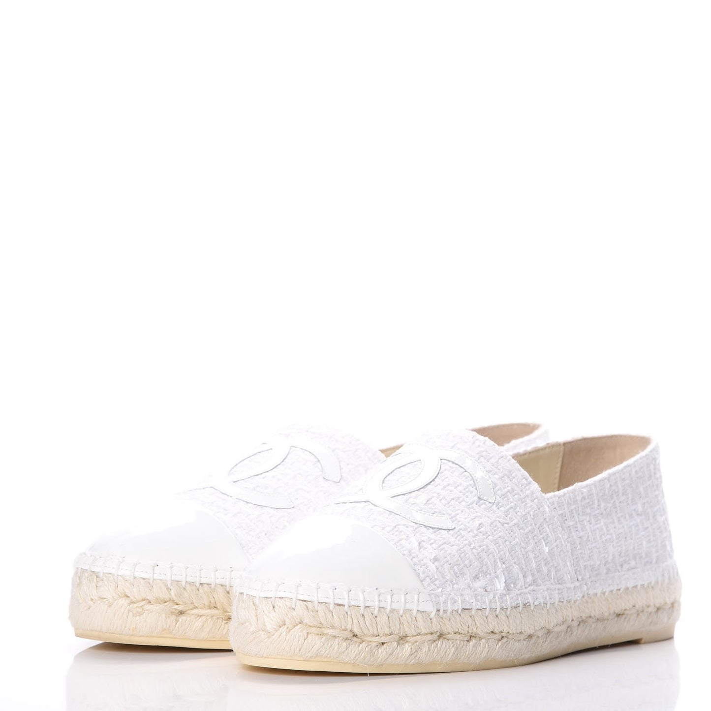 Tweed Patent CC Espadrilles 38 White