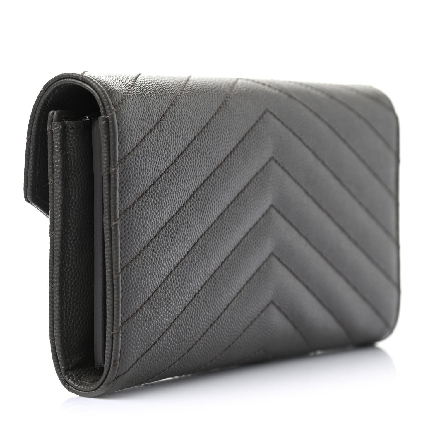Grain De Poudre Matelasse Chevron Monogram Flap Wallet Pebble