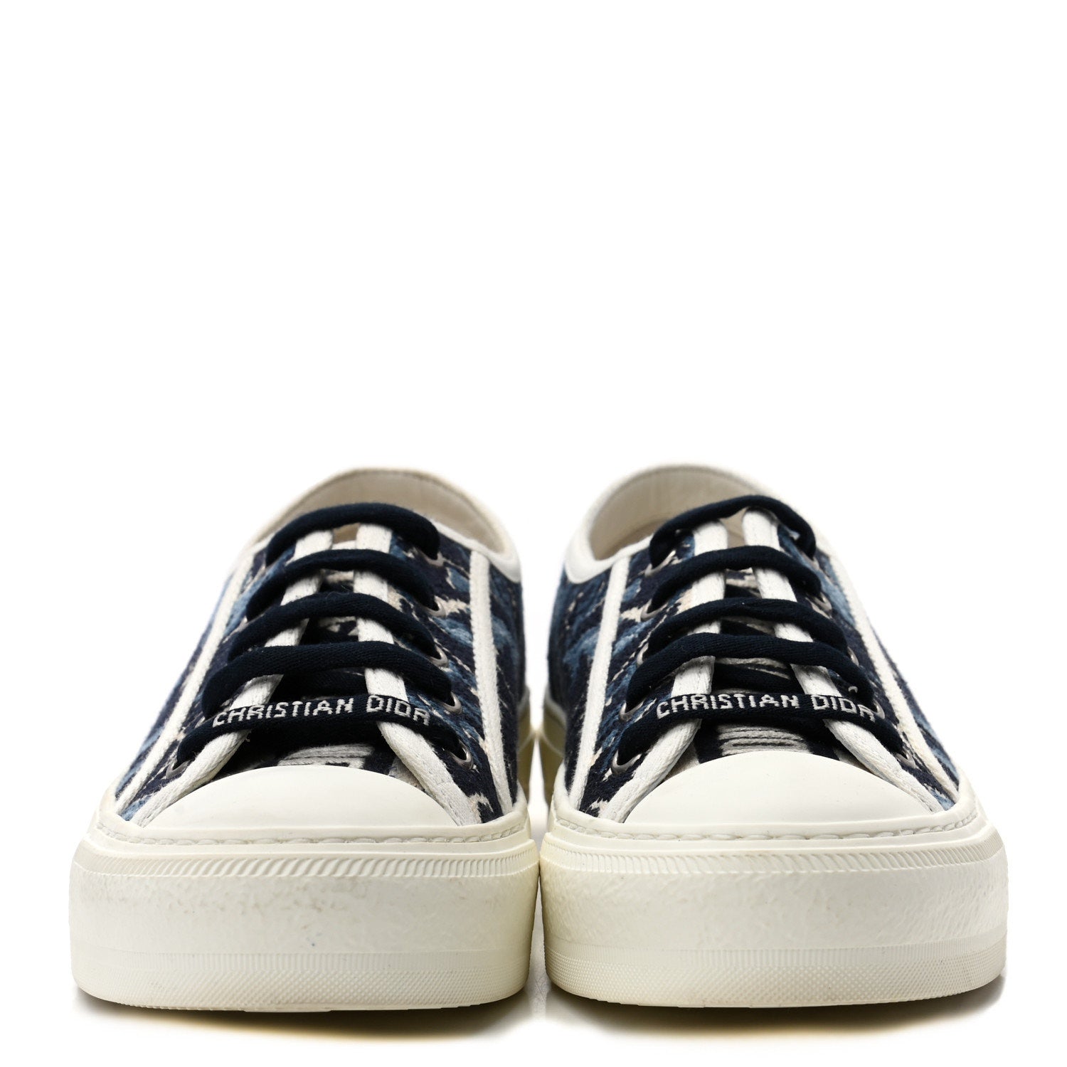Christian Dior Canvas Palms Embroidered Womens Walk'N'Dior Low Top Sneakers 35.5 Indigo Blue 2 of 9