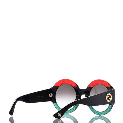 Gucci Acetate Round GG0084S Sunglasses Black Red Green 4 of 9