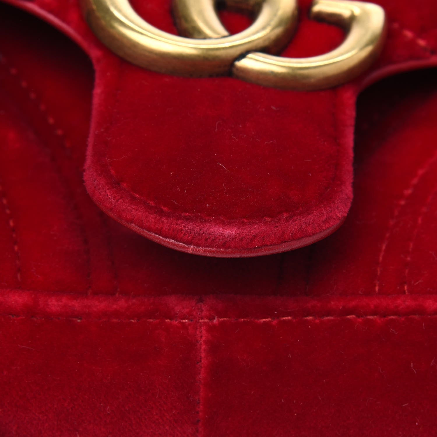 Gucci Velvet Matelasse Mini GG Marmont Shoulder Bag Hibiscus Red 20 of 24