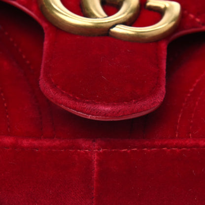 Gucci Velvet Matelasse Mini GG Marmont Shoulder Bag Hibiscus Red 20 of 24