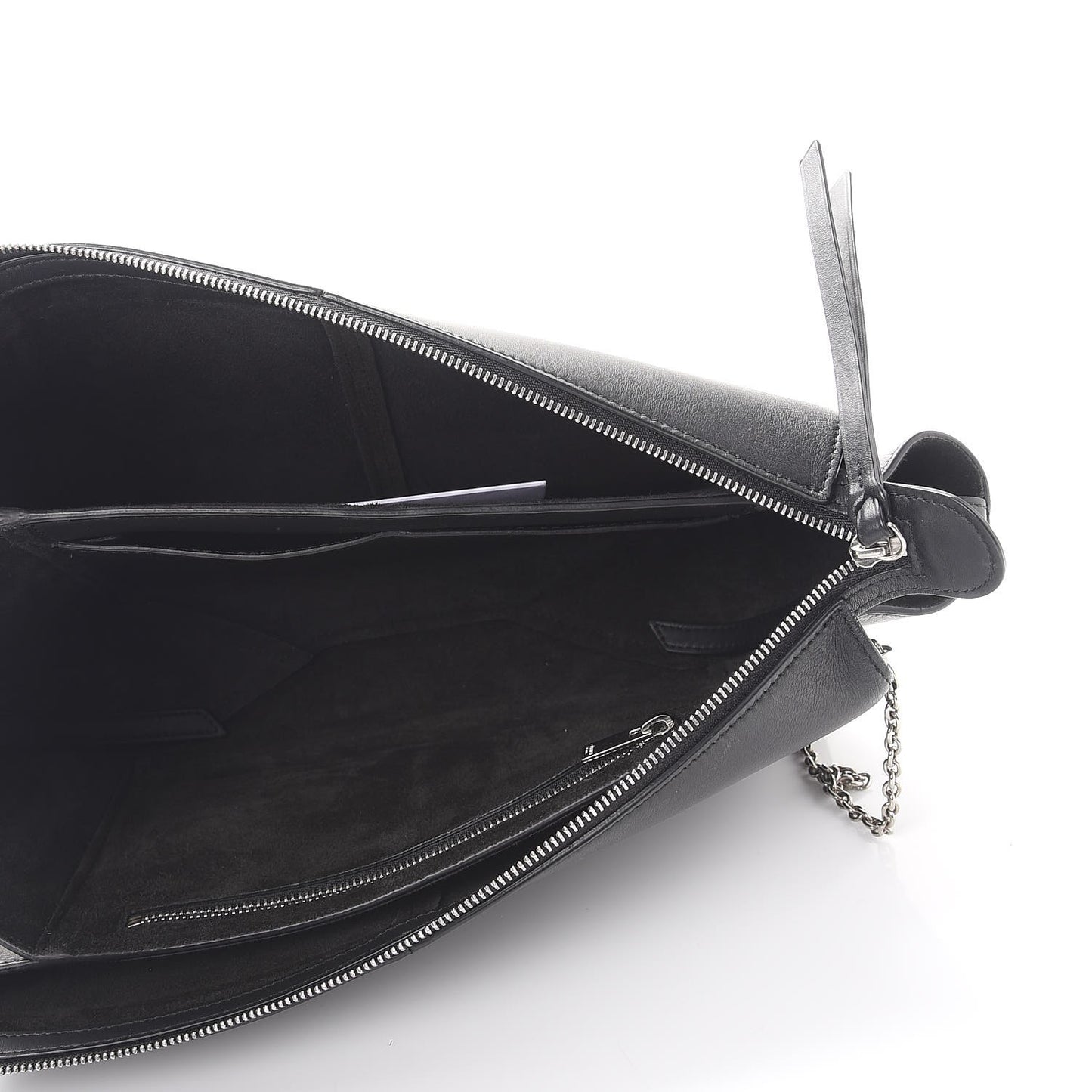 Smooth Calfskin Tri-Fold Clutch on Chain Black
