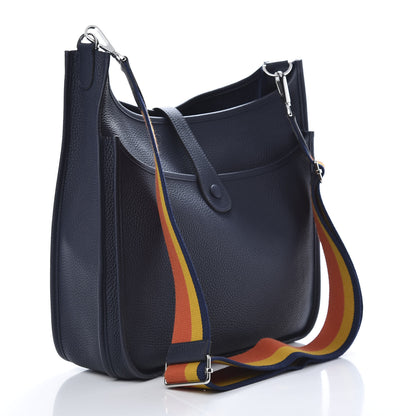 Hermes Taurillon Clemence Amazone Evelyne III GM Bleu Nuit 3 of 10