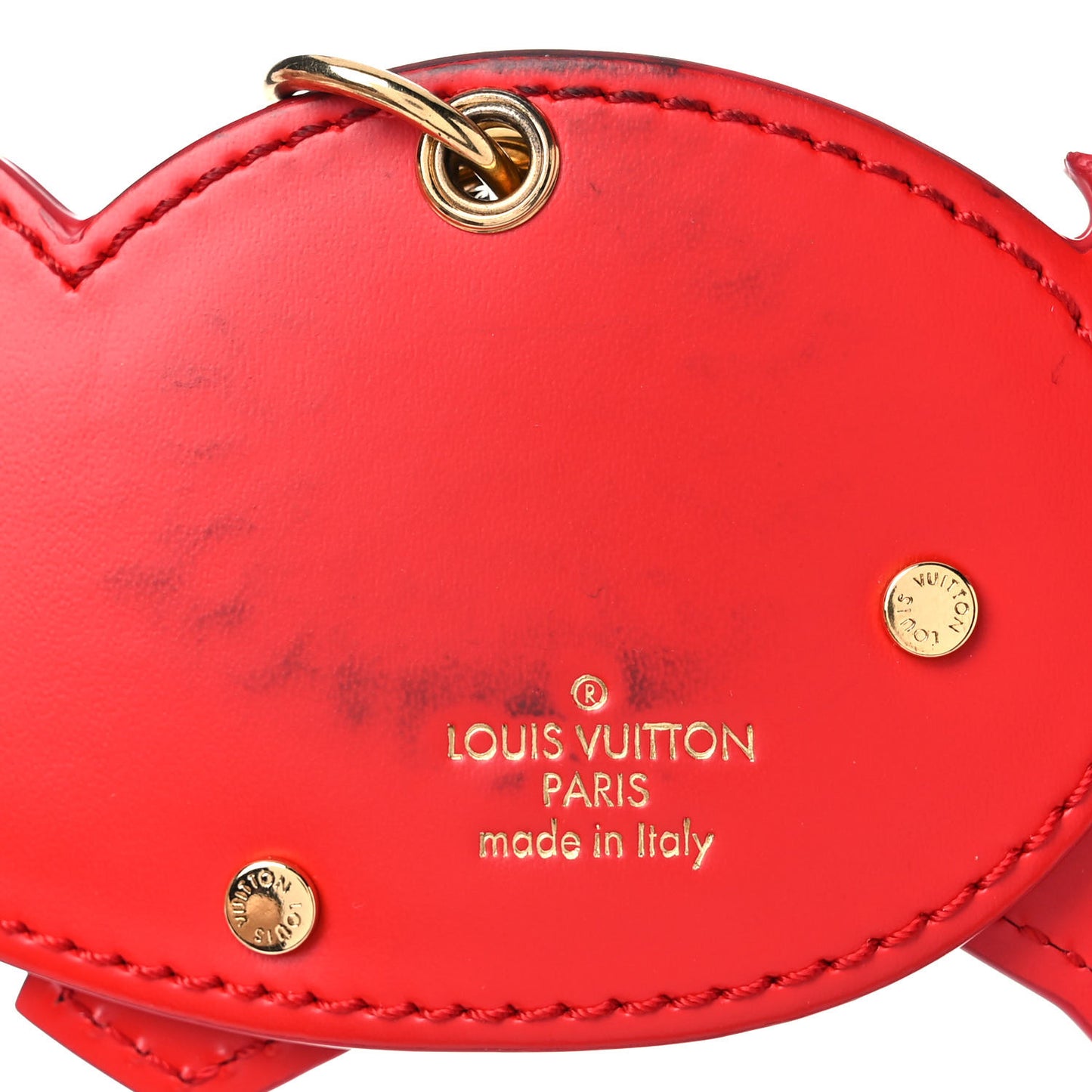 Calfskin Monogram Pig Bag Charm Key Holder Rouge