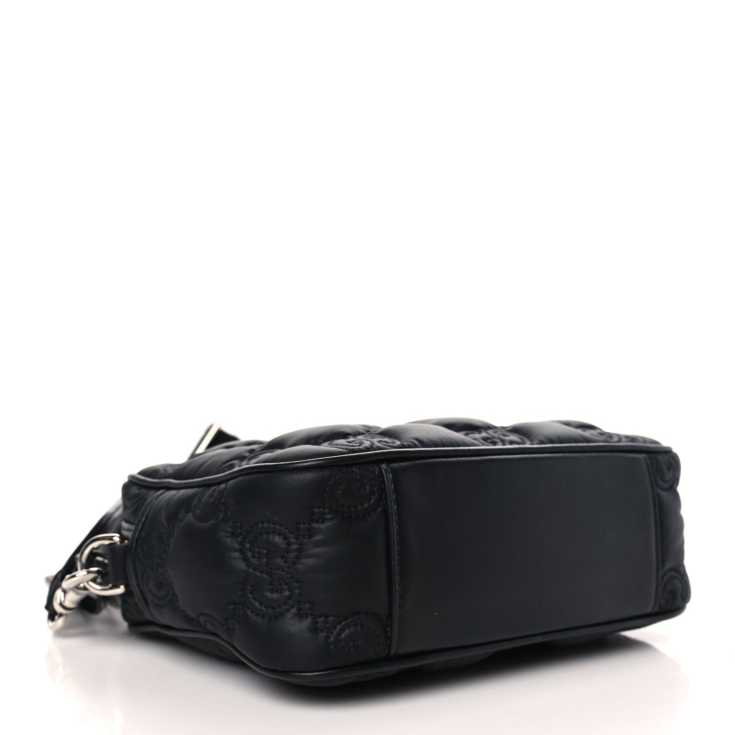 Nylon Calfskin Enamel GG Matelasse Shoulder Bag Black