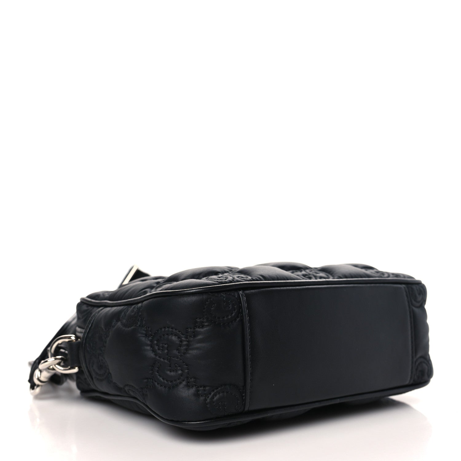 Gucci Nylon Calfskin Enamel GG Matelasse Shoulder Bag Black 4 of 9