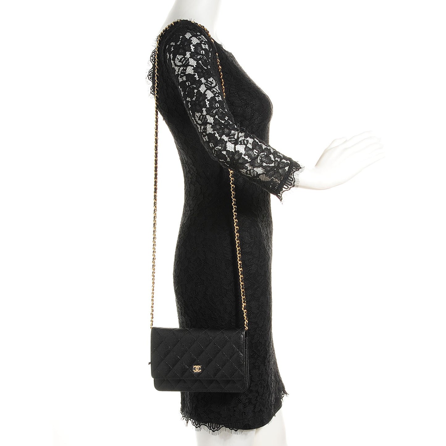 Caviar Quilted Wallet On Chain WOC Black