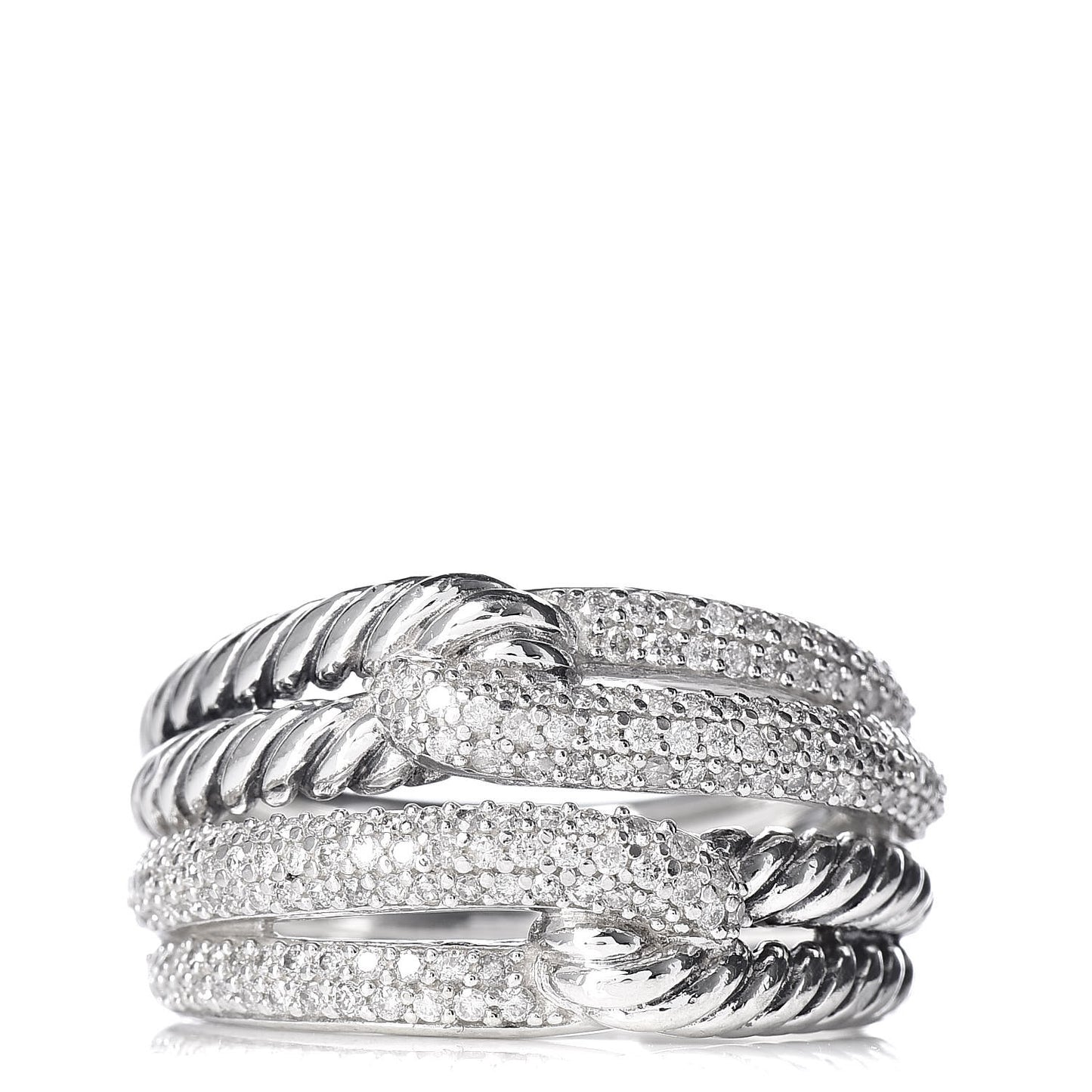 Sterling Silver Diamond 13mm Labyrinth Double Loop Ring 53 6.5