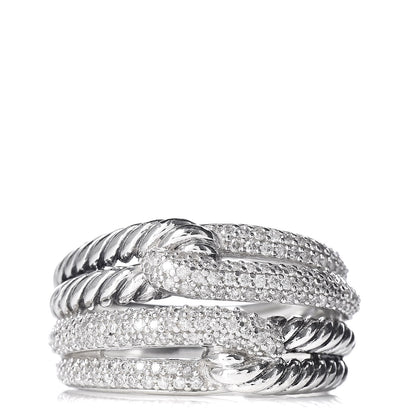 David Yurman Sterling Silver Diamond 13mm Labyrinth Double Loop Ring 53 6.5 1 of 5