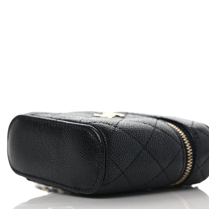 Chanel Caviar Quilted Small Handle With Care Vanity Case With Chain Black 9 of 10