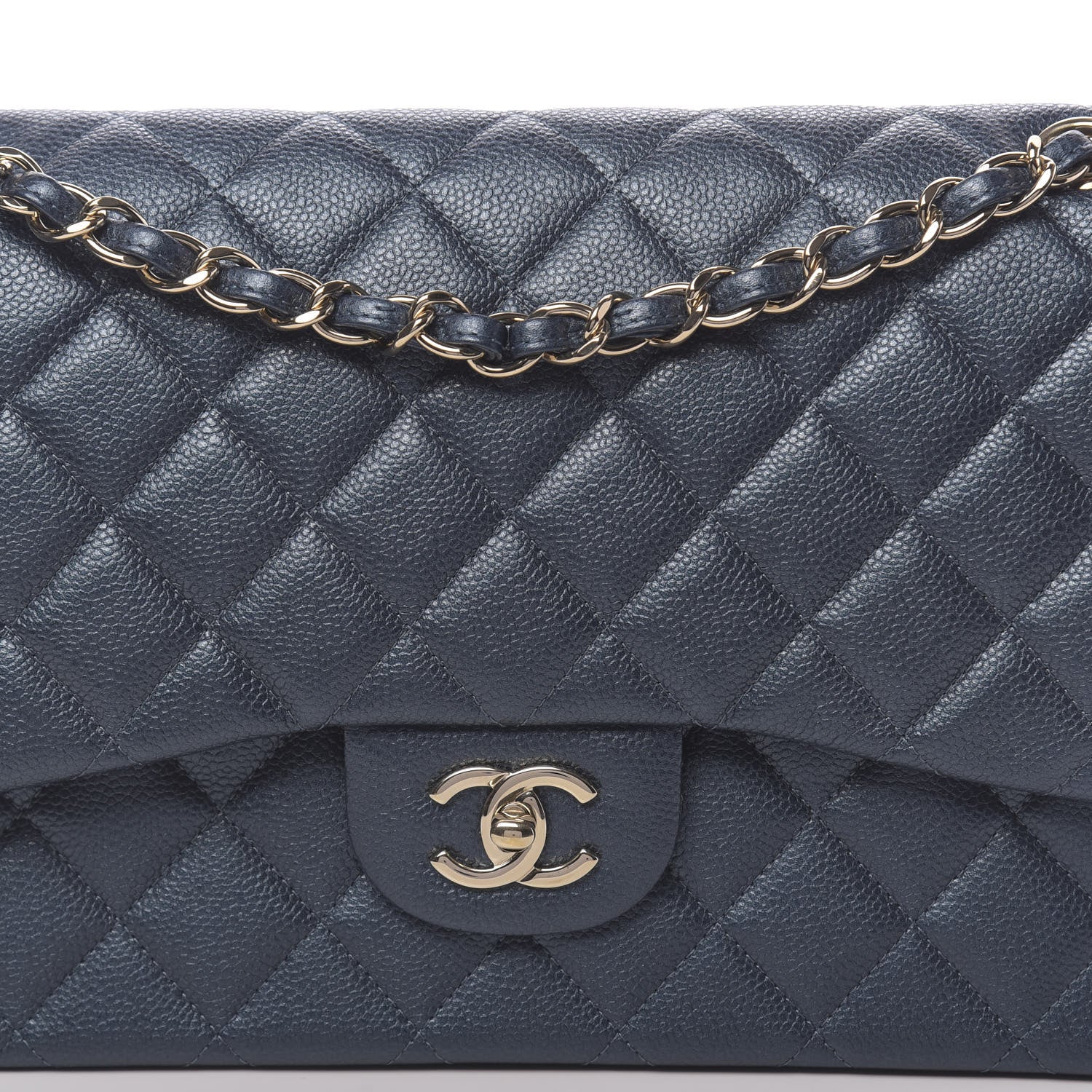 Chanel Iridescent Caviar Quilted Jumbo Double Flap Dark Blue 11 of 12