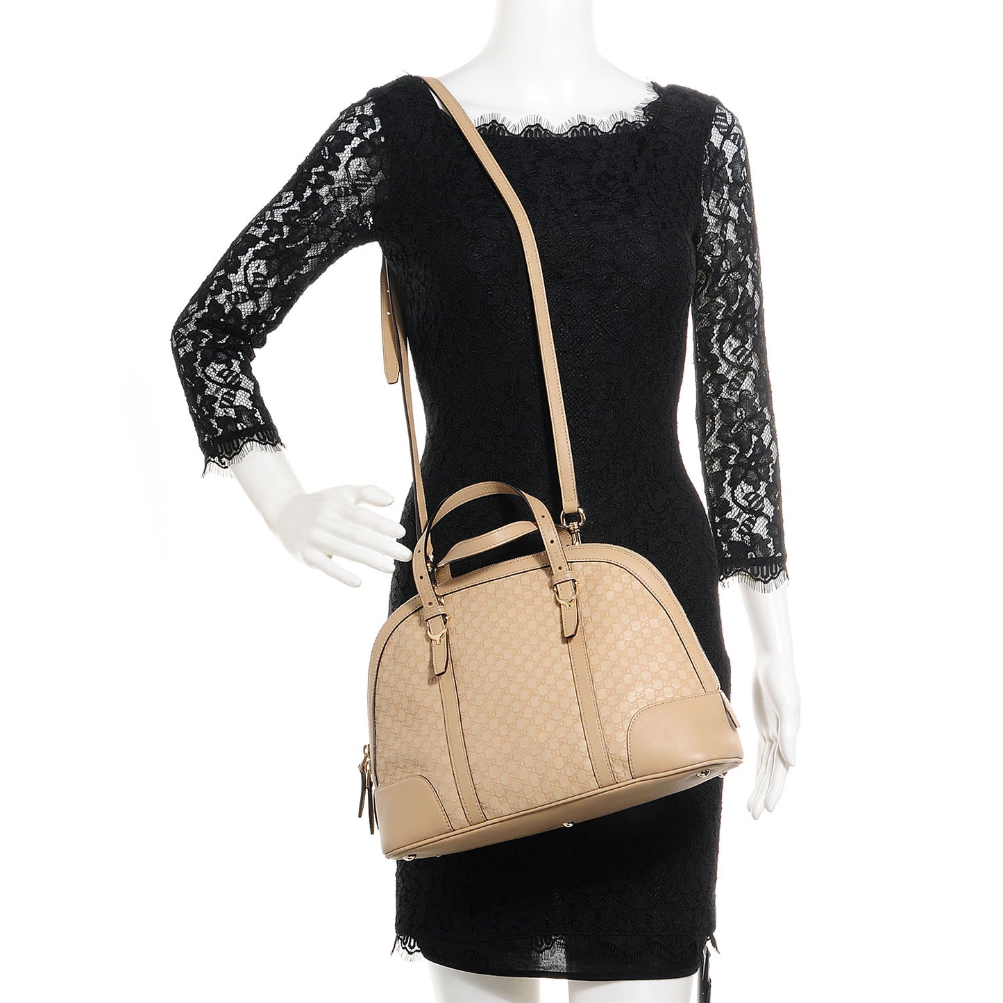 Microguccissima Small Nice Top Handle Dome Bag Beige