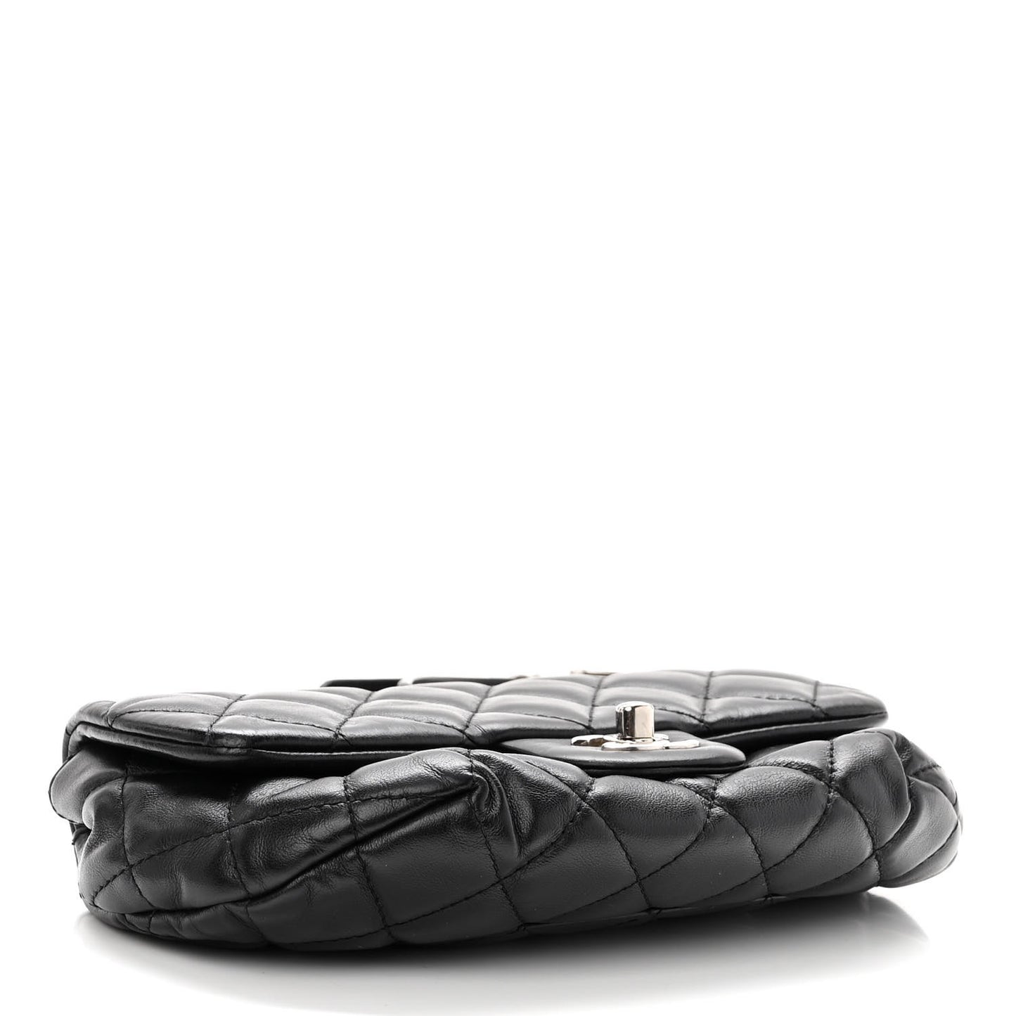 Calfskin Quilted CC Uniform Flap Belt Bag Black
