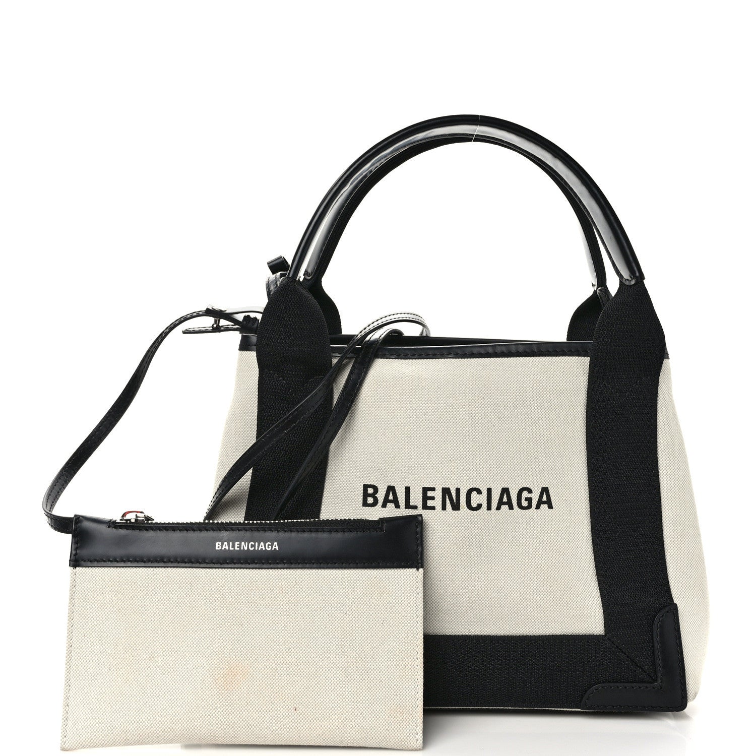 Balenciaga Cotton Canvas Satin Calfskin XS White Black 3 of 13
