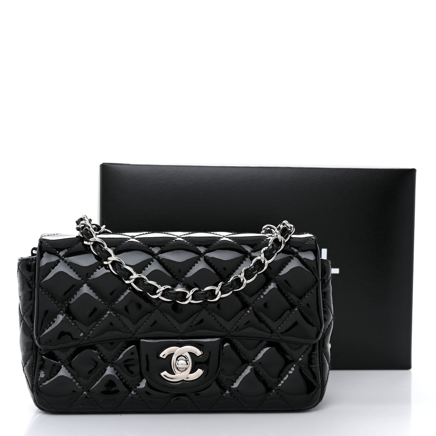 Chanel Patent Calfskin Quilted Mini Rectangular Flap Black 11 of 11