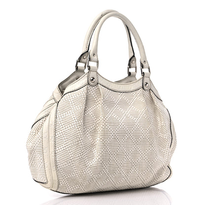 Gucci Woven Raffia Diamante Medium Sukey Tote White 3 of 18