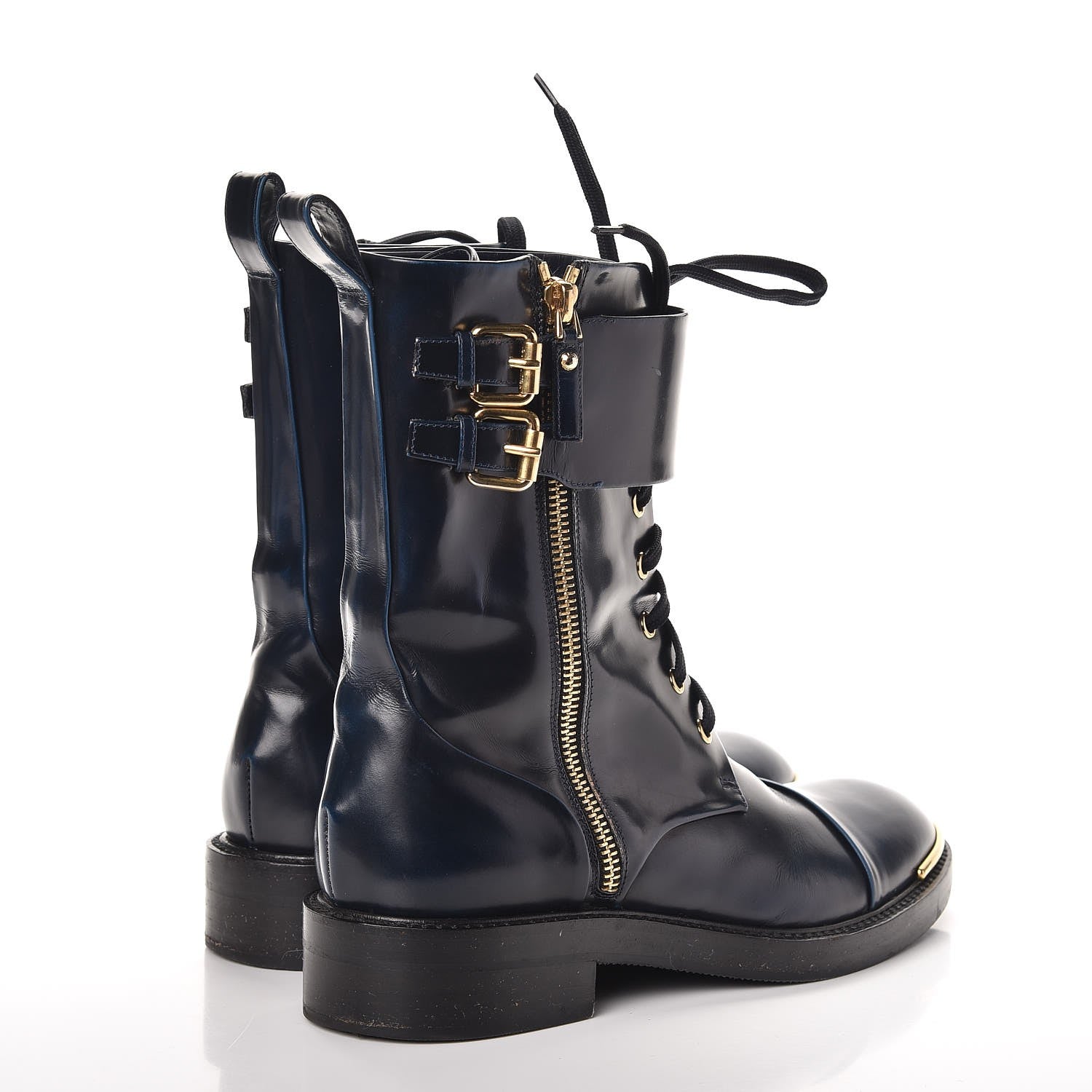 Louis Vuitton Calfskin Diplomacy Ranger Combat Boots 37 Blue 4 of 11