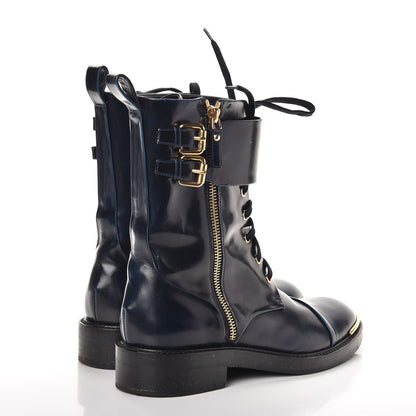 Louis Vuitton Calfskin Diplomacy Ranger Combat Boots 37 Blue 4 of 11