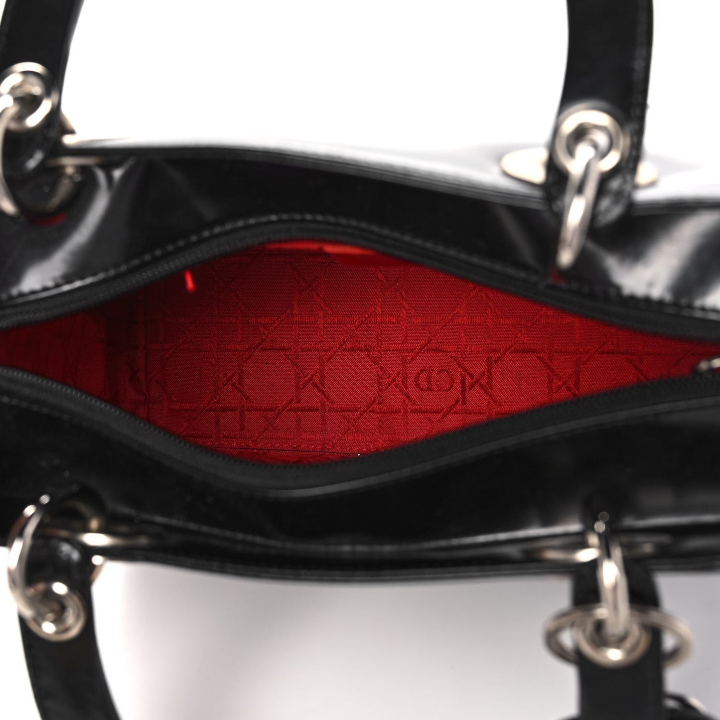 Glazed Calfskin Medium Lady Dior Black