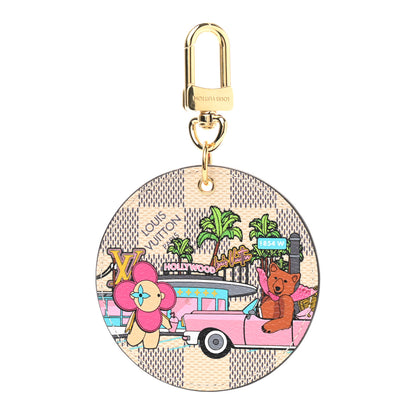 Louis Vuitton Damier Azur 2021 Christmas Animation Hollywood Bag Charm Key Ring Fuchsia 1 of 4