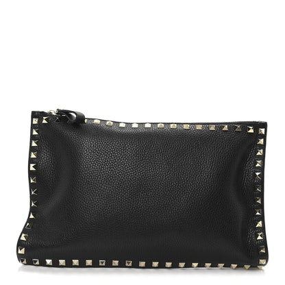 Valentino Garavani Calfskin Rockstud Zip Pouch Black Black 1 of 9