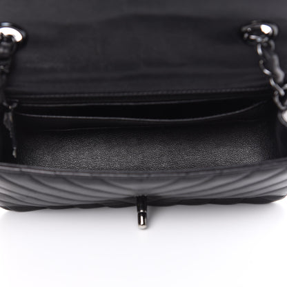 Chanel Lambskin Chevron Quilted Mini Rectangular Flap So Black 5 of 22