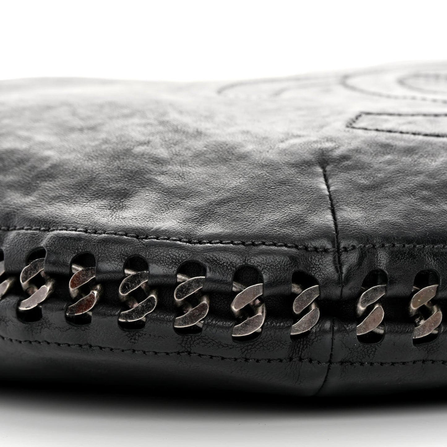 Calfskin Modern Chain Hobo Black