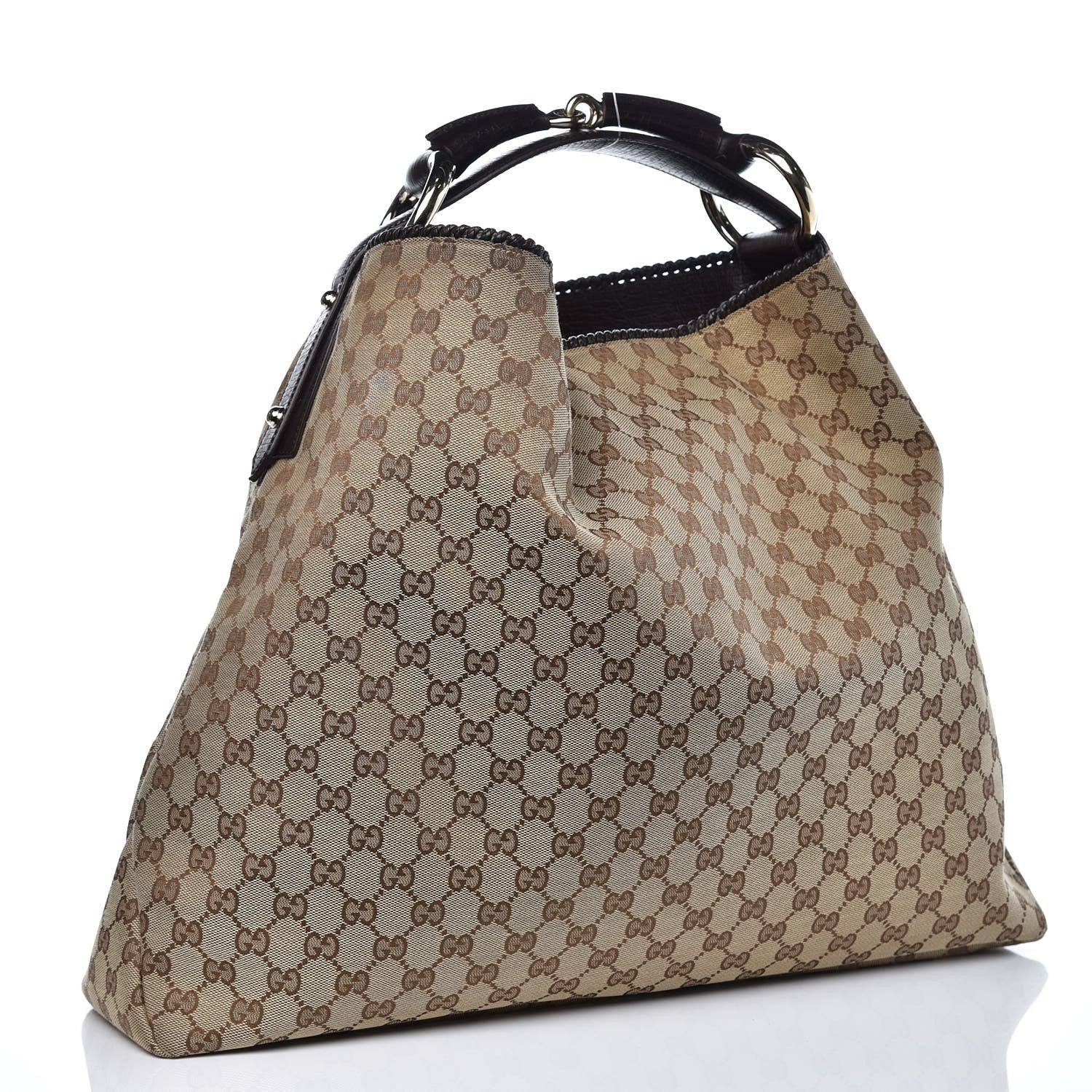 Gucci Monogram Large Horsebit Chain Hobo Dark Brown 3 of 7