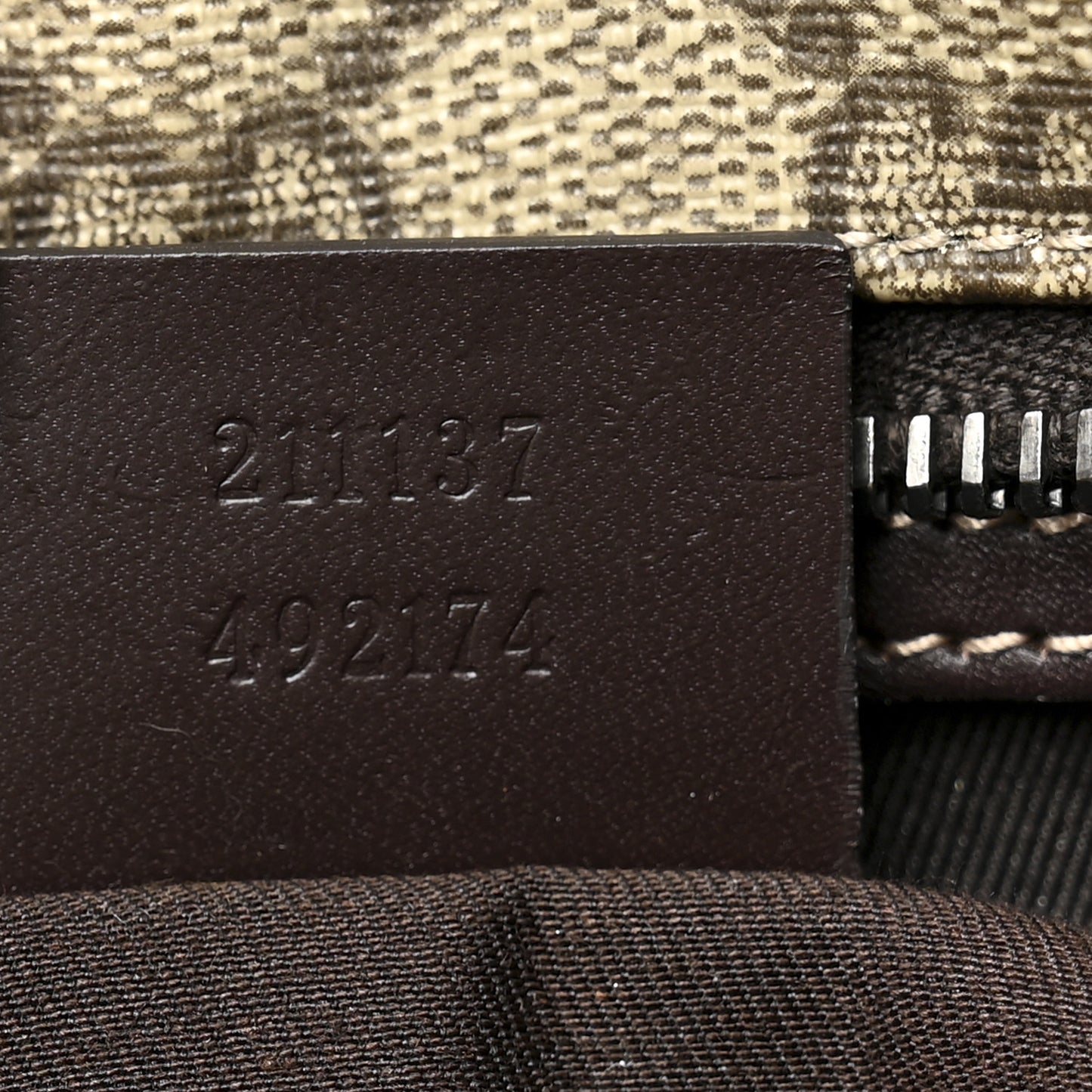 GG Supreme Monogram Medium Zippered Shopping Tote Dark Brown