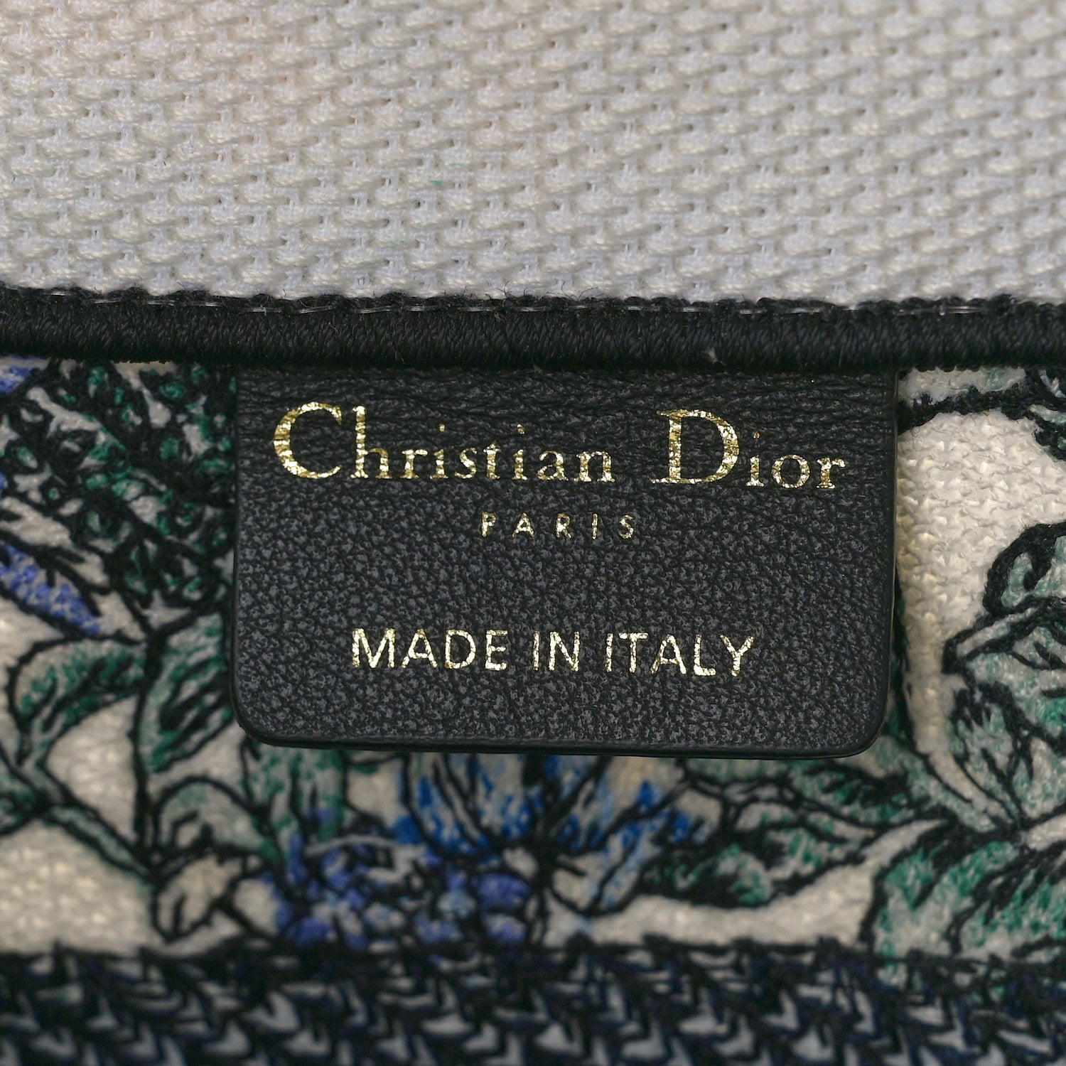 Christian Dior Canvas Embroidered Small Flowers Book Tote Blue