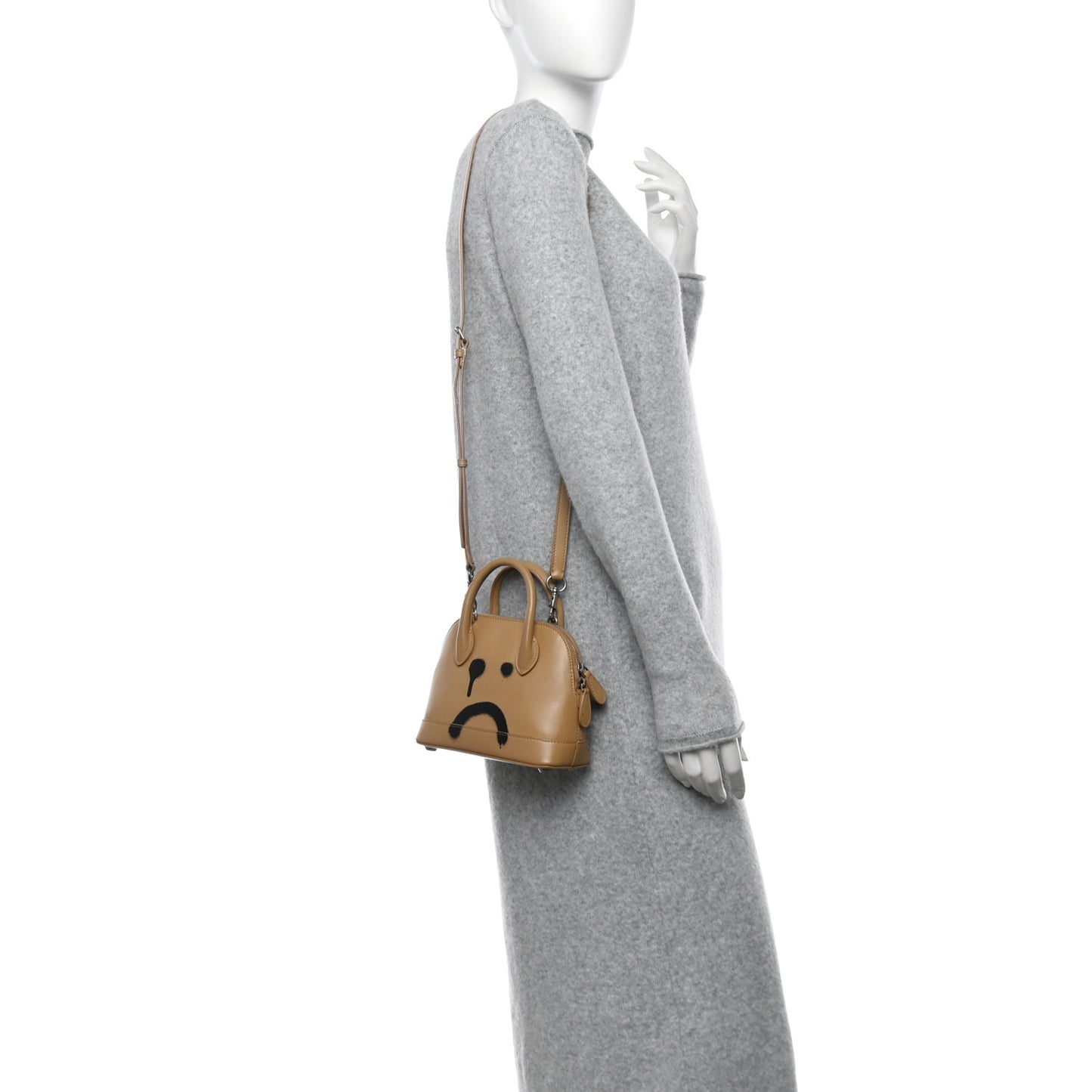 Calfskin Happy Sad XXS Ville Top Handle Bag Light Brown