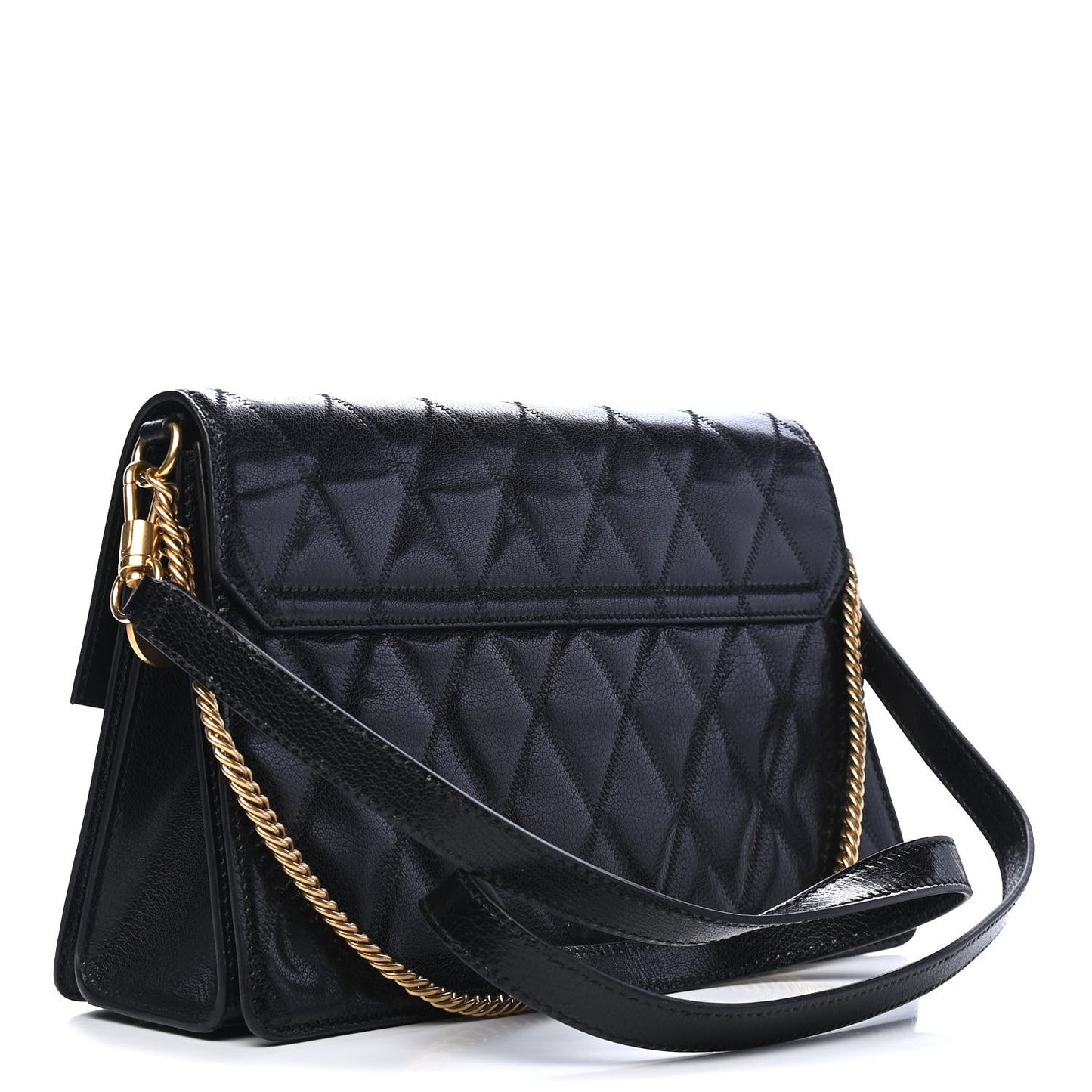 Goatskin Quilted Medium GV3 Shoulder Bag Black