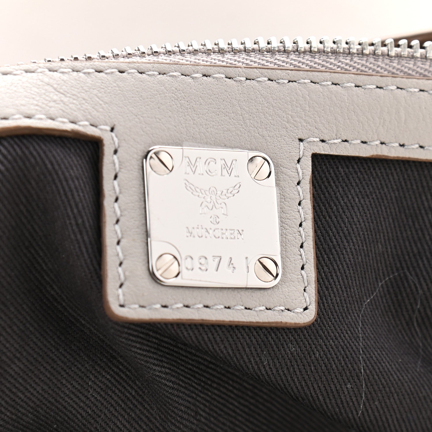 MCM Calfskin Ottomar Monogram Medium Klara Shopper Tote Dove 6 of 9