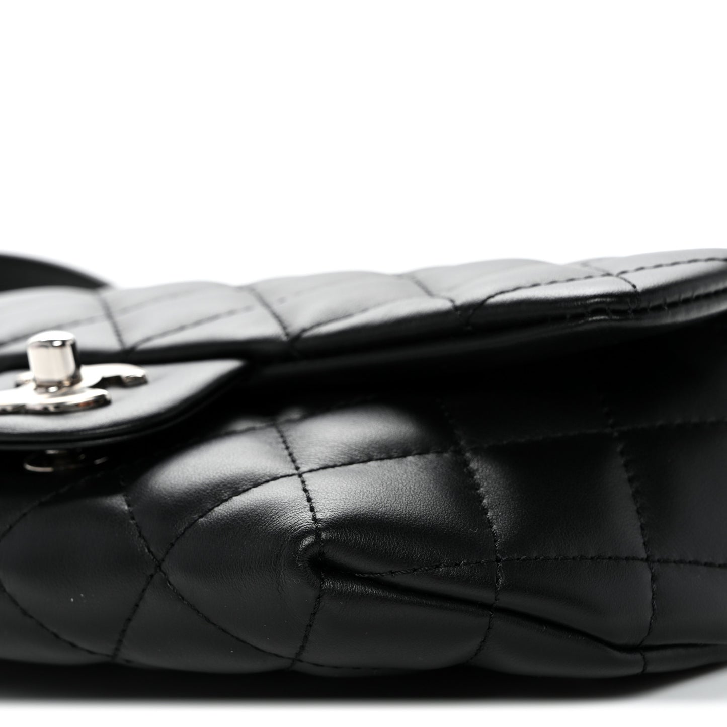 Calfskin Quilted CC Uniform Flap Belt Bag Black
