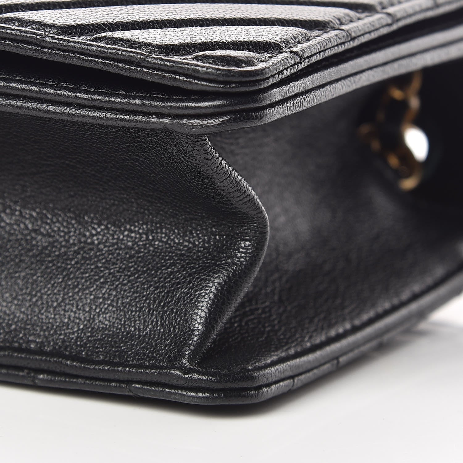 Chanel Shiny Sheepskin Chevron Quilted Mini Collar and Tie Flap Black 9 of 10