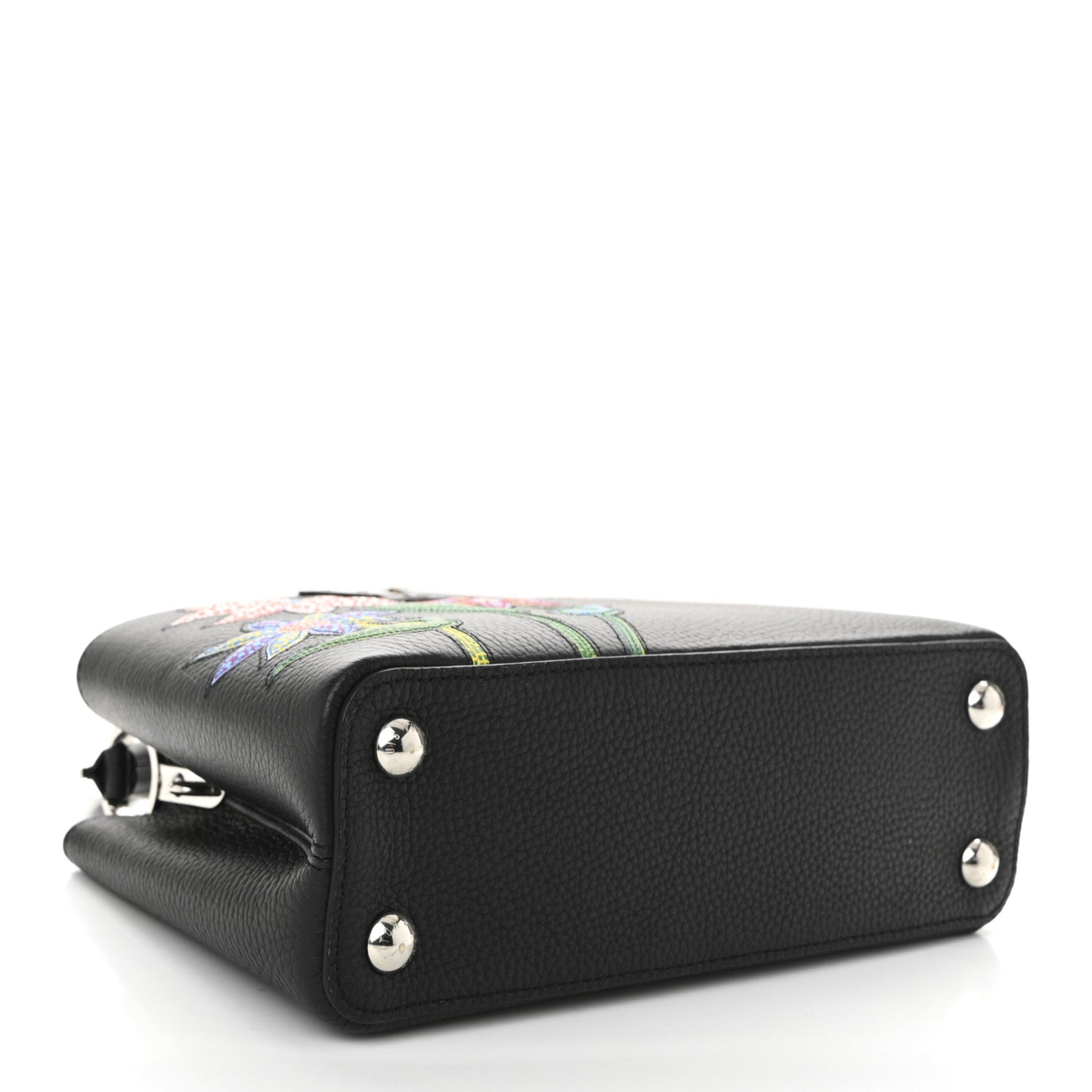 LV X YK Taurillon Inlaid Kusama Flowers Capucines BB Black