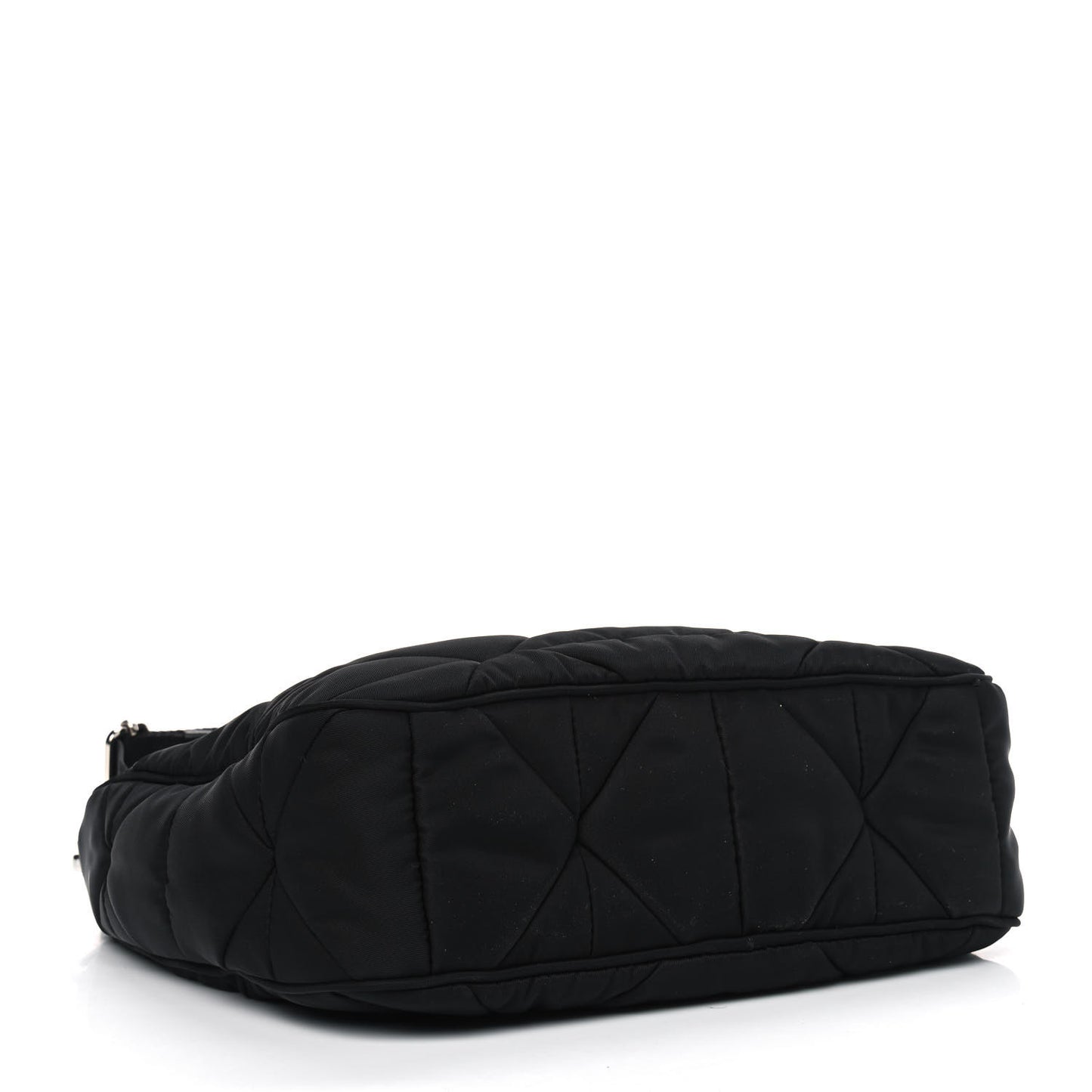 Nylon Quilted Patchwork Re-Edition Hobo Bag Black