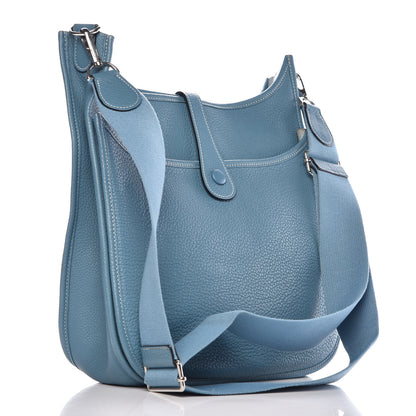 Hermes Taurillon Clemence Evelyne III GM Blue Jean 3 of 9