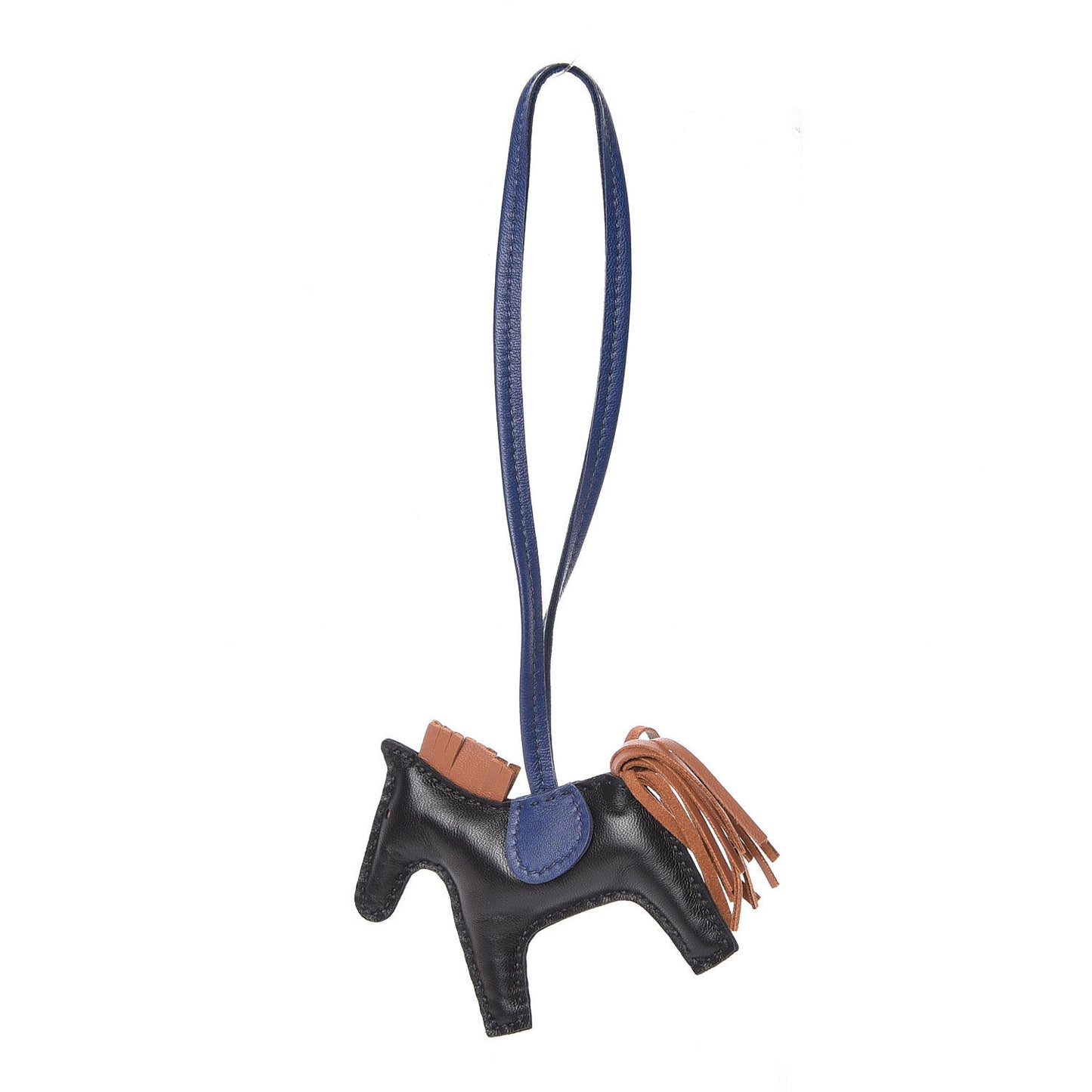 Milo Lambskin Grigri Rodeo Horse Bag Charm PM Black Bleu Saphir Gold