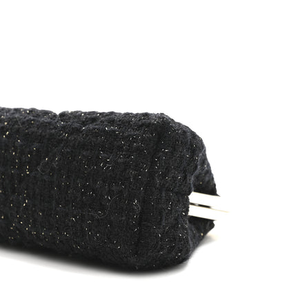 Chanel Tweed Quilted Kiss Lock Clutch Black 10 of 10