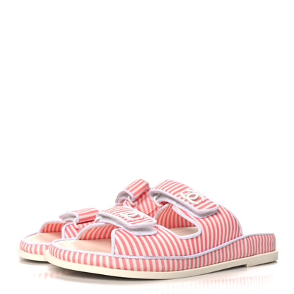 Chanel Printed Calfskin Velcro Dad Flat Mules 40 White Rose 4 of 9