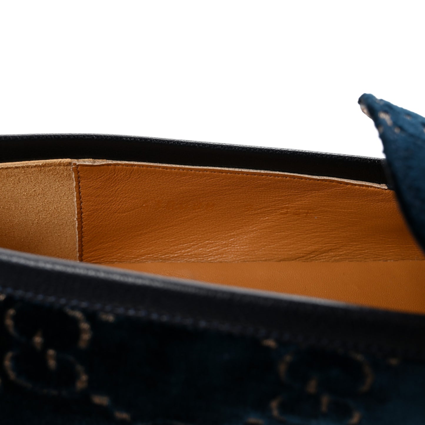 Velvet GG Monogram Horsebit Mens Jordaan Loafers 9 Blue Beige