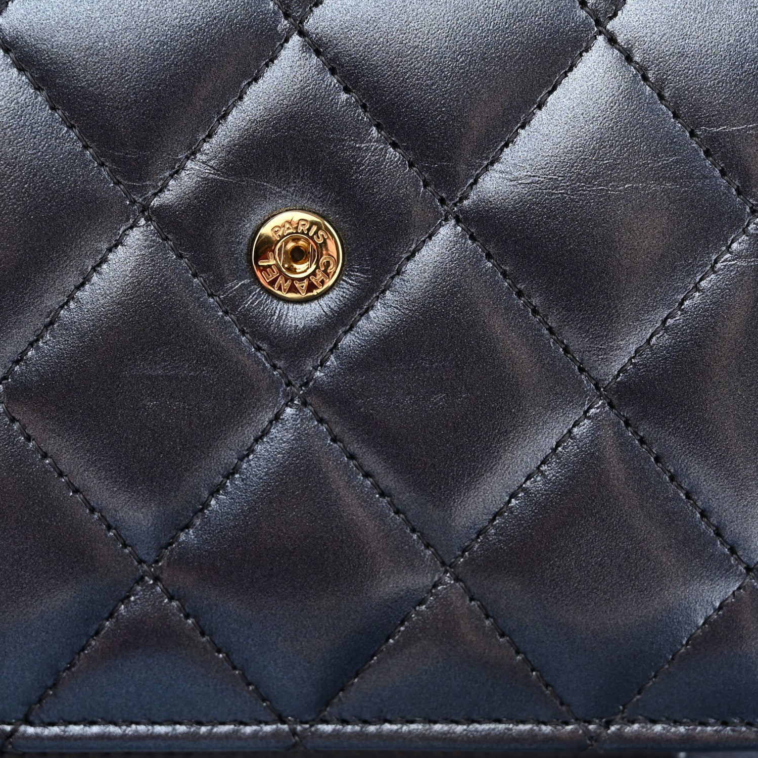 Chanel Iridescent Lambskin Quilted Compact Flap Wallet Navy 9 of 9