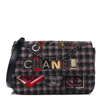 Chanel Wool Patchwork Medium Single Flap Pink Grey 1 of 8