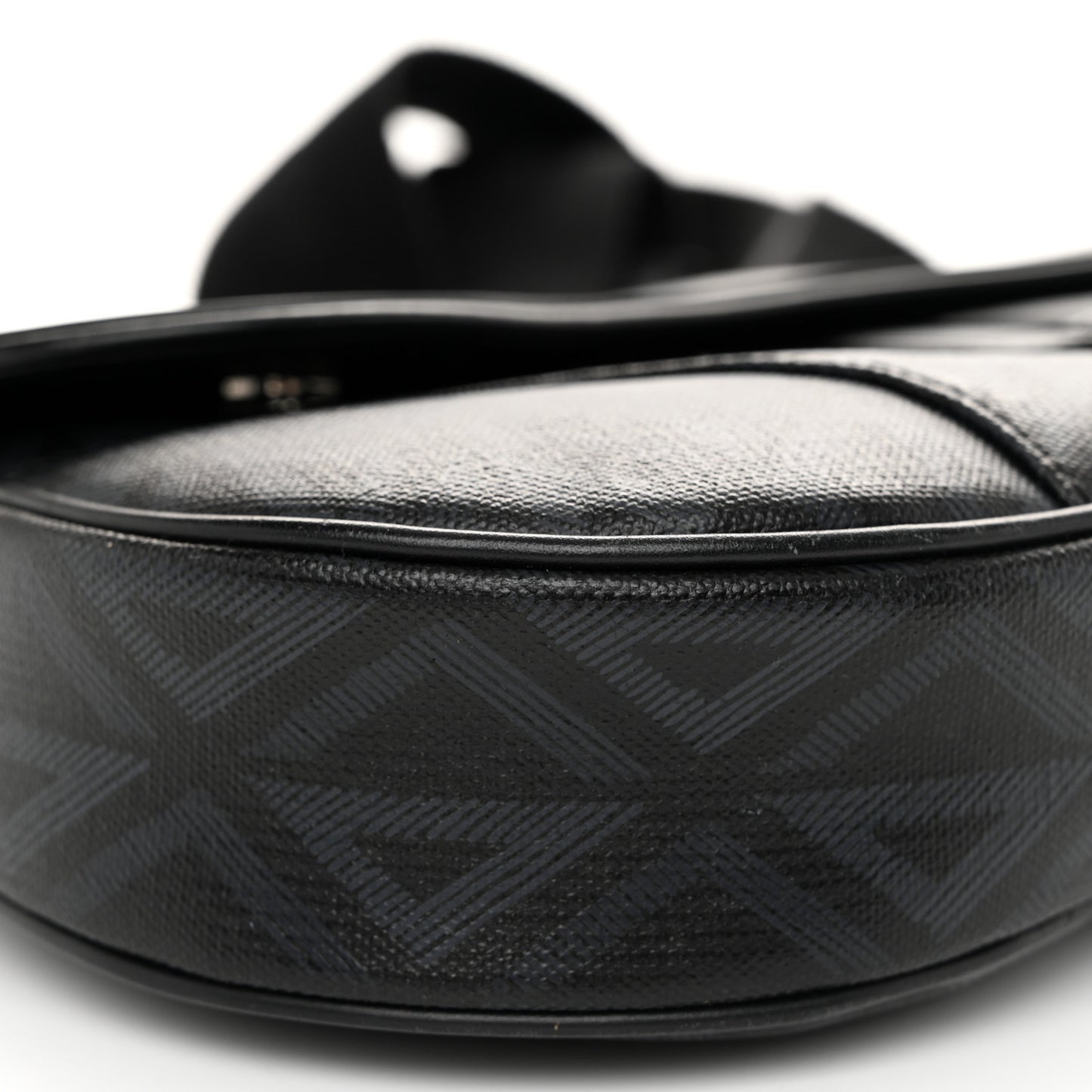 Smooth Calfskin Canvas CD Diamond Mens Saddle Bag Black