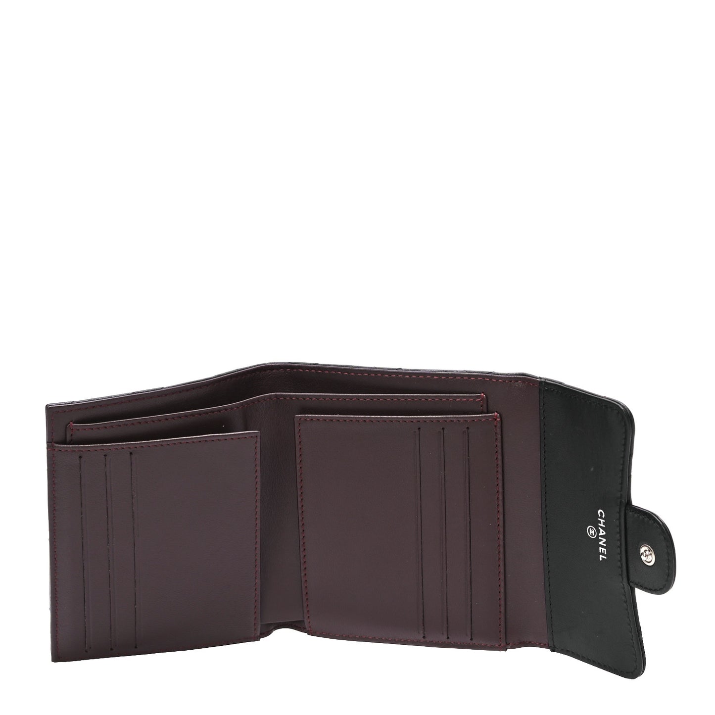 Lambskin Quilted Compact Flap Wallet Black