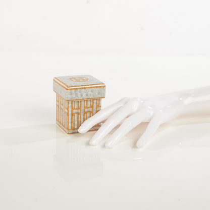 Hermes Porcelain Small Mosaique Au 24 Sugar Box 3 of 10