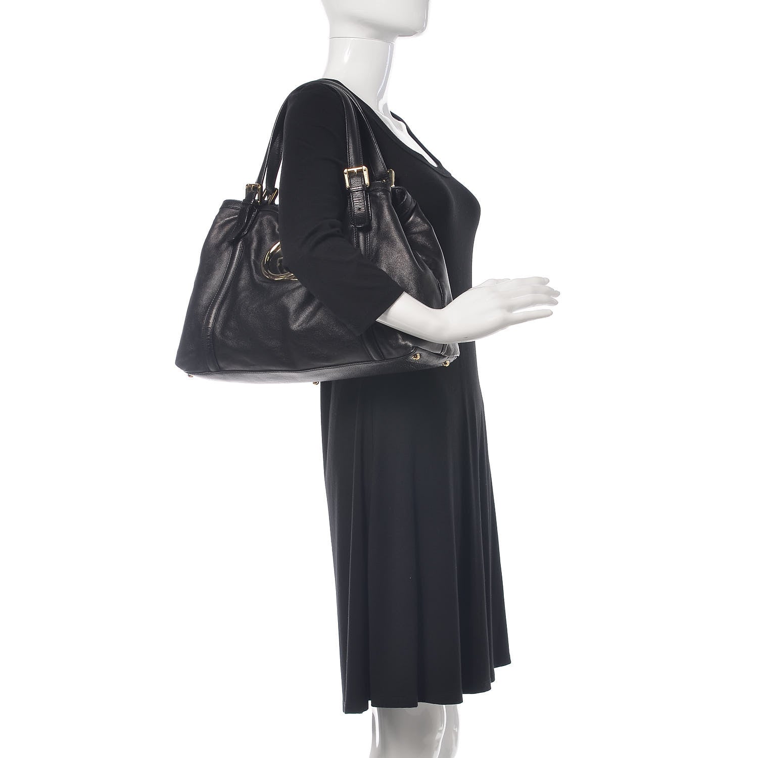 Gucci Calfskin Medium Britt Tote Black 2 of 9