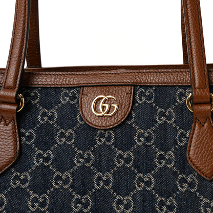Gucci New Denim GG Monogram Medium Ophidia Shopping Tote Blue Tea Cuir 8 of 10
